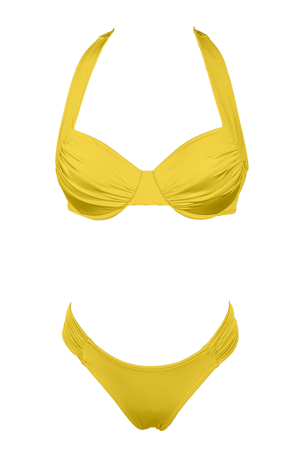 טופ ביקיני קולר פושאפ מיאמי צהוב מבריק