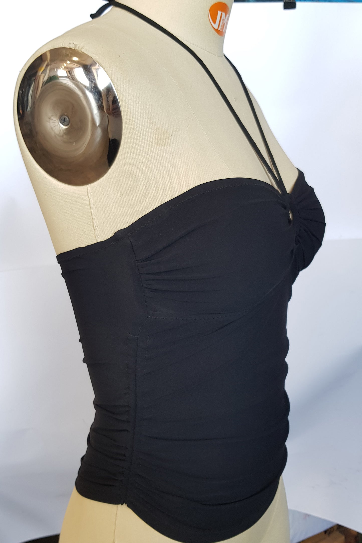 גופיית בגד ים טנקיני טבעת - שחור