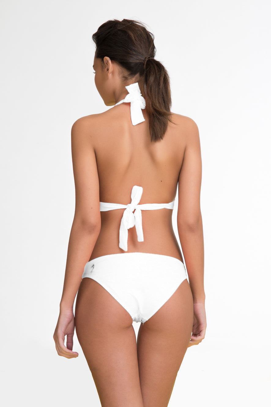 סט ביקיני קולר פושאפ עדין - לבן מבריק