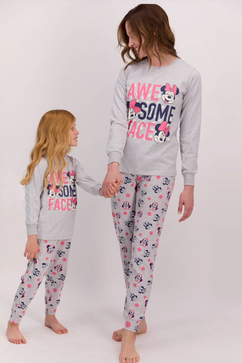 פיג’מה לילדות ונערות דיסני מיני מאוס אפור בהיר ן Morena