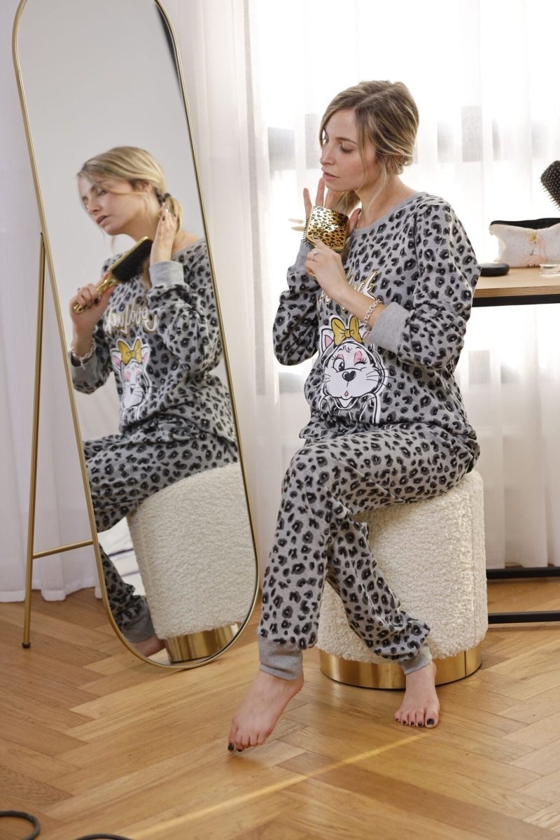 פיג`מה נשים אינטרלוק 100% כותנה אפור - GOOD LUCK ן Morena