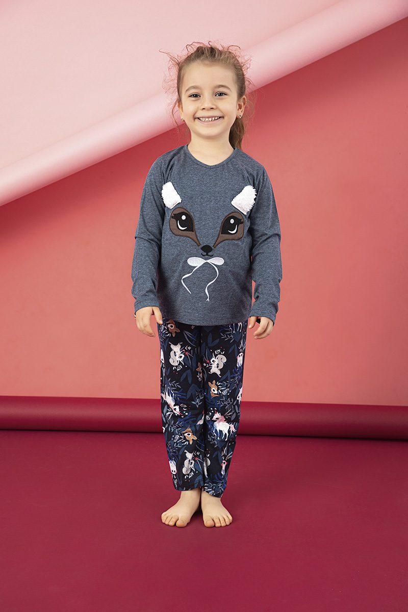 סט פיג'מת ילדים\ילדות\בנות כחולה במבי - 95% כותנה ן Morena