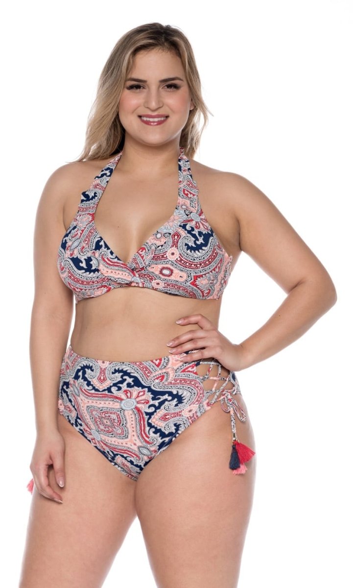 תחתון ביקיני גבוה איקסים קמילו פייזלי ורוד ן Morena