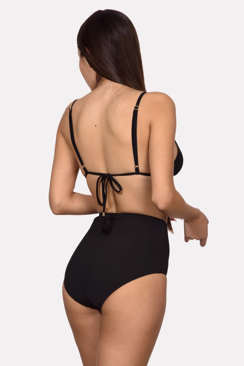 תחתון ביקיני פרינסס מחטב גבוה פריז - שחור מבריק ן Morena