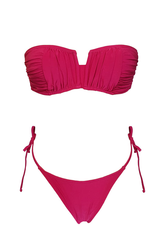 טופ ביקיני סטרפלס דובאי ורוד פוקסיה