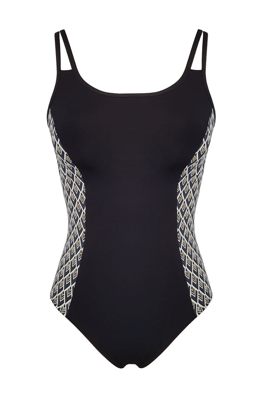 בגד ים שלם מחטב פרינסס שחור הדפס