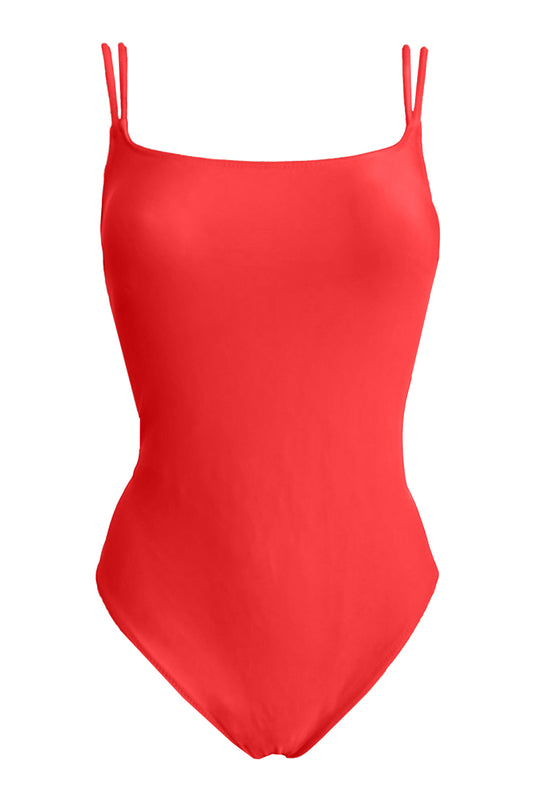 בגד ים שלם מחטב שתי כתפיות משמר המפרץ אדום קורל