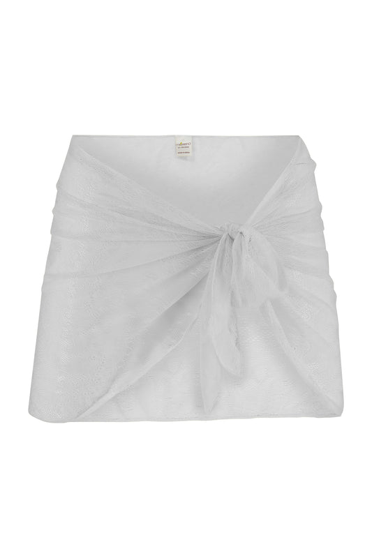 פראו קשירה תחרה קצר דורית לבן