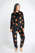 סט פיג'מה פליז דובונים שחור\לבן\חום בהיר