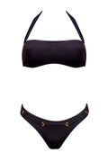 טופ ביקיני מראה סטרפלס חלק - שחור