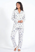 פיג`מה מכופתרת נשים\נערות לבן\ורוד\אפור
