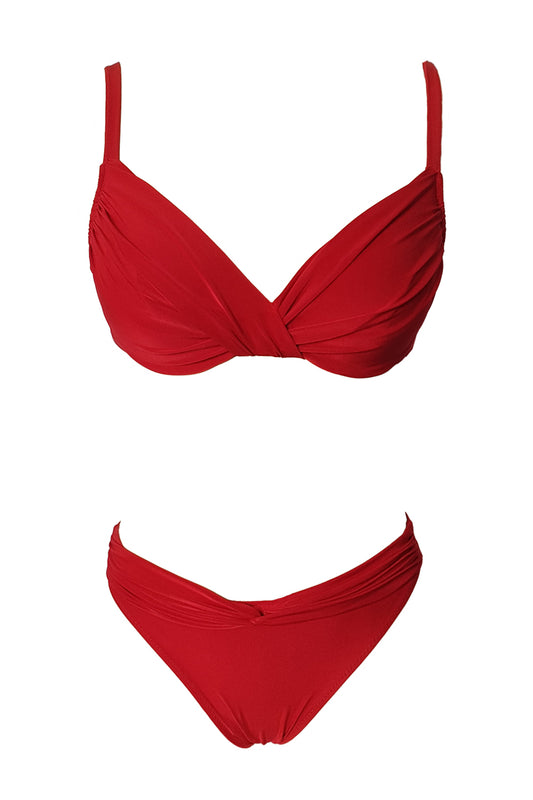 טופ ביקיני מעטפת קידמי אדום מבריק