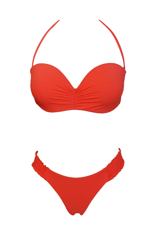 טופ ביקיני סטרפלס טריפל פוש אפ - כתום