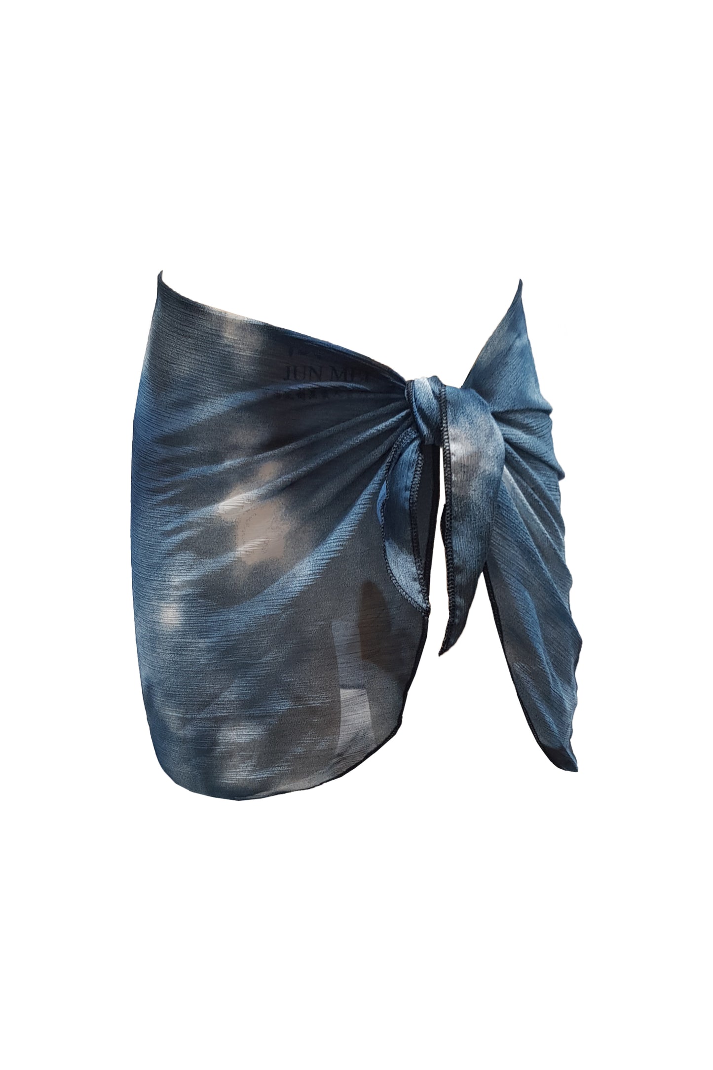 פראו קשירה שיפון קצר הדפס כחול כהה