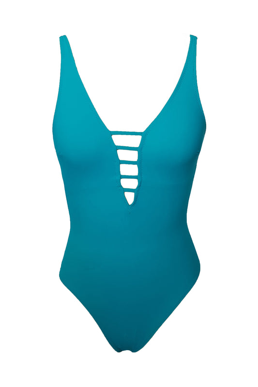 בגד ים שלם מפתח וי טורקיז