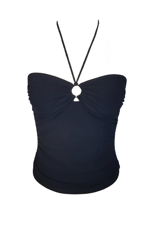 גופיית בגד ים טנקיני טבעת - שחור