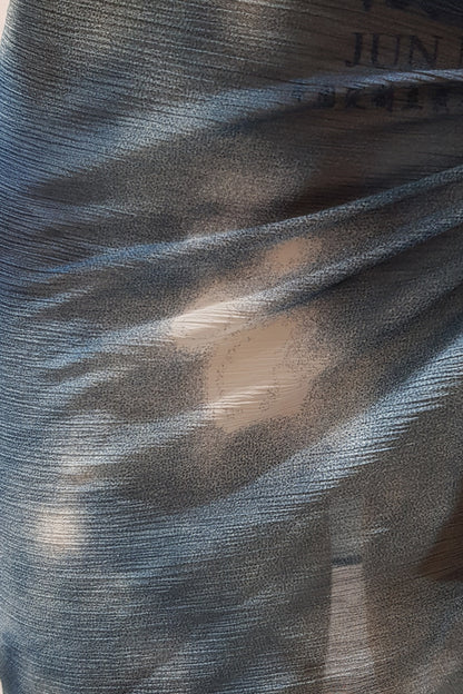 פראו קשירה שיפון קצר הדפס כחול כהה