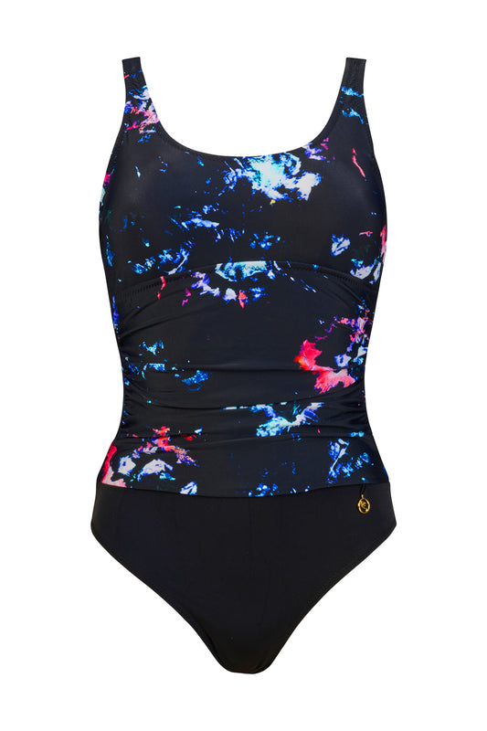 בגד ים שלם מחטב כיווצים קלואי - הדפס שחור