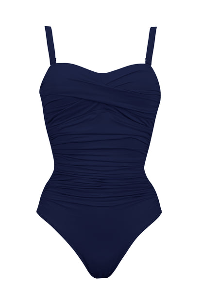 בגד ים שלם מחטב סטרפלס ליאורה כחול נייבי