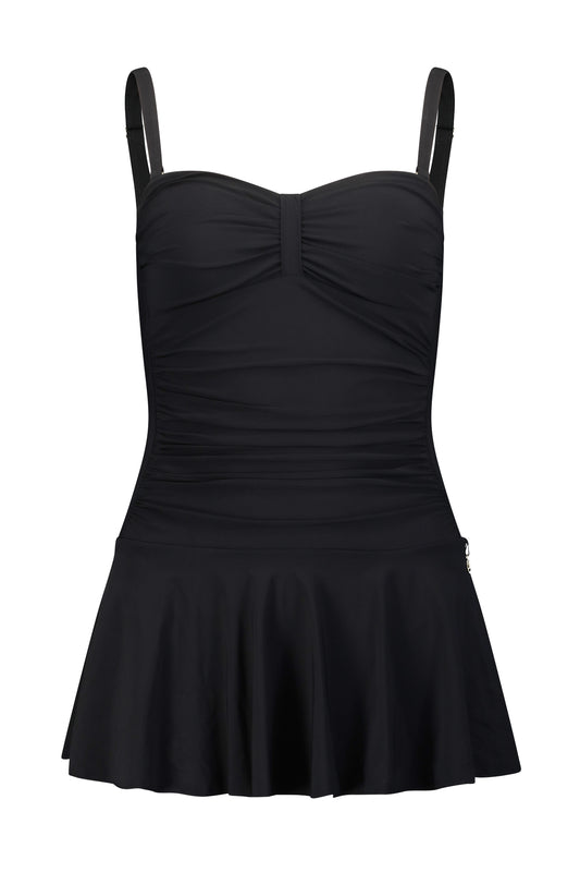 בגד ים שלם שמלה מחטב סטרפלס שחור