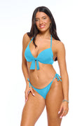 תחתון ביקיני קשירות - כחול טורקיז מבריק
