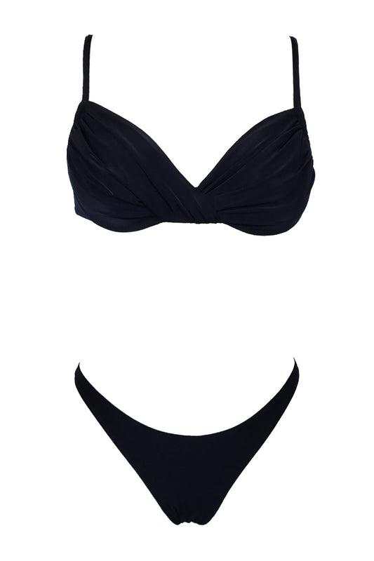 טופ ביקיני מעטפת קידמי שחור מבריק