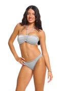 תחתון ביקיני צמה - אפור מבריק