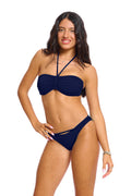 טופ ביקיני צמה - כחול כהה מבריק