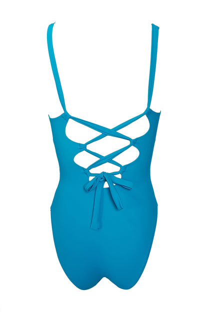 בגד ים שלם מחטב קאפרי - טורקיז פס