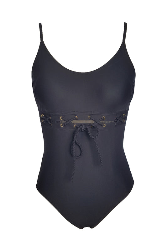 בגד ים שלם מחטב עוגנים - שחור