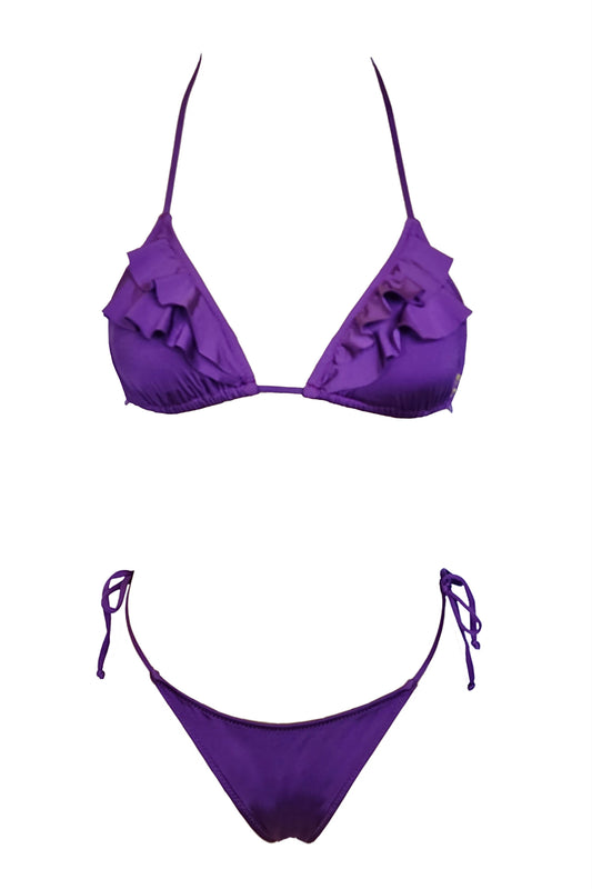 טופ ביקיני משולשים וולנים - סגול מבריק