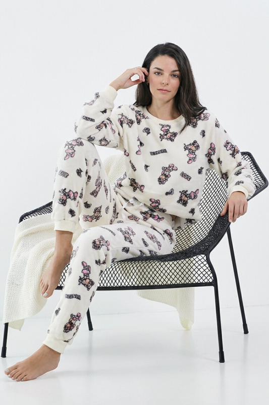 סט פיג'מה פליז(חליפת פיג'מה פליז) כבשה שמנת