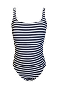 בגד ים שלם גופייה מחטב בייסיק - פסים כחול לבן