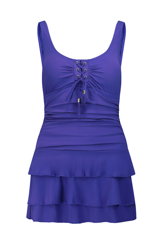 בגד ים שלם שמלה מחטב איטלקי-ניס סגול