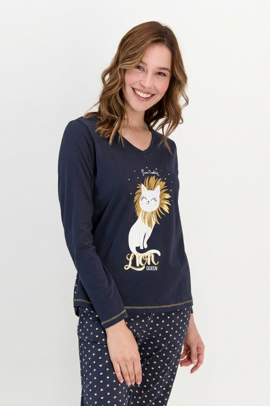 פיג`מה לנשים 100% כותנה - Pierre Cardin