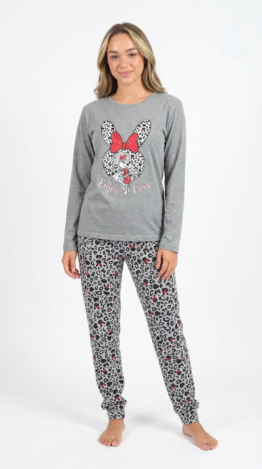 פיג`מה נשים\נערות 100% כותנה אינטרלוק שחור\אדום\אפור