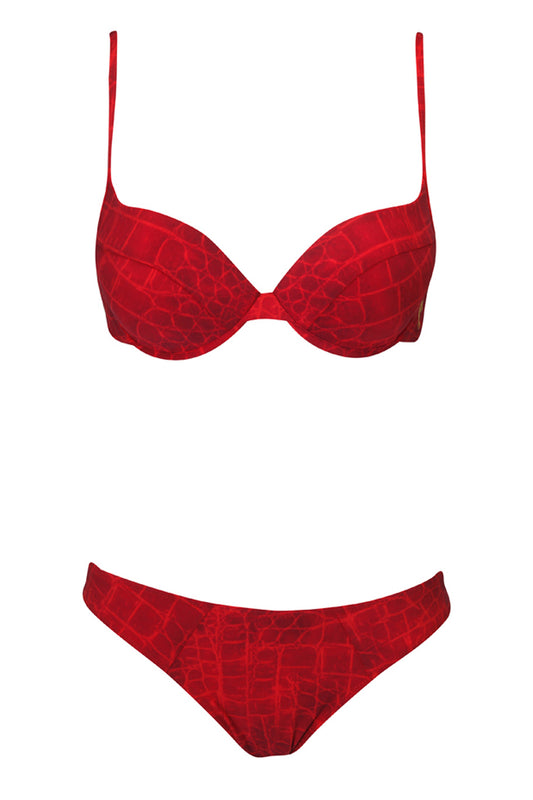 טופ ביקיני טריפל פושאפ אדום טופז
