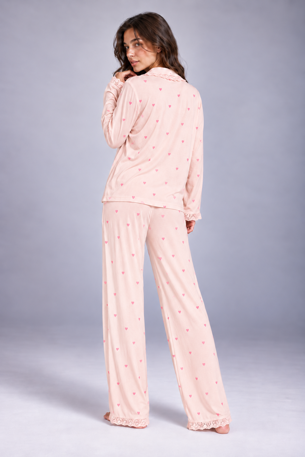 lambada-women-PINK-heart-pajama-back
