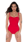 בגד ים שלם מחטב סטרפלס ליאורה אדום