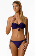 סט ביקיני סטרפלס ותחתון קשירה אליס - כחול דיו ן Morena