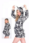 פיג`מה פליז נשים\נערות עם קפוצ'ון ומכנס שורט עם זנבון - ארנבונת ן Morena