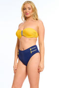 סט ביקיני סטרפלס קיתנוס צהוב כחול ן Morena