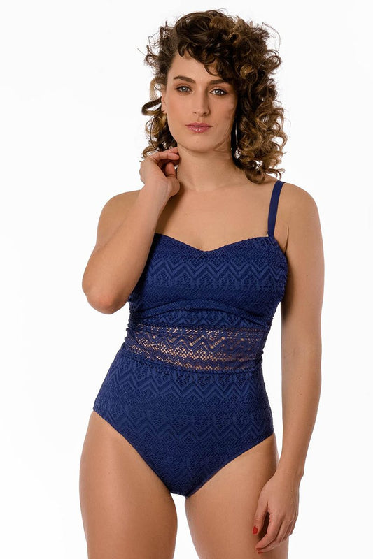 בגד ים שלם פלאס מחטב סטרפלס קרושה יסמין - כחול נייבי ן Morena