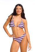 תחתון ביקיני כיווץ אחורי נילי - פסים סגול לבן ן Morena
